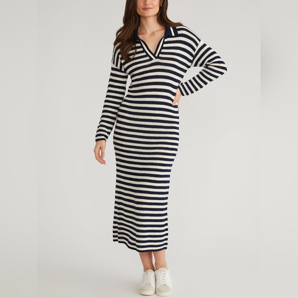 NWT Knit Polo Dress 525 America Raya Stripe Knit Polo Dress Sz M